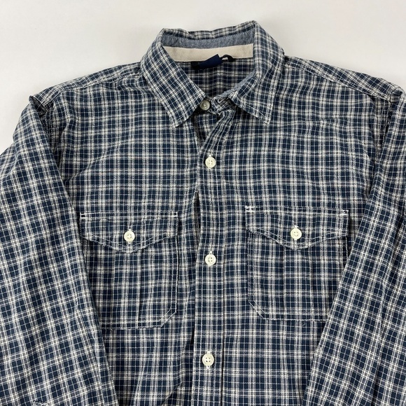 Gap Kids Button Down Dress Shirt Blue Plaid XL 12 - Picture 3 of 8
